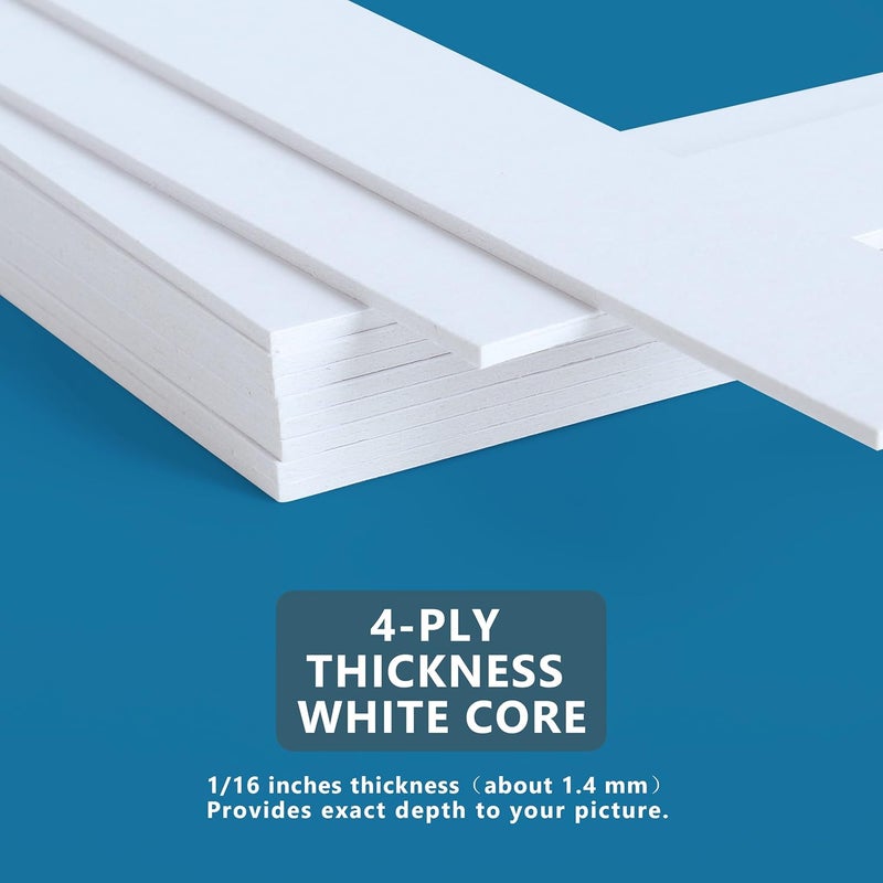 Somime 10 Pack Pre-Cut 11 x 14 White Picture Mats for 8x10 Photos - White Core Bevel Cut Frame Matte, Acid Free, Ideal for Frames/Artwork/Prints - Image 4